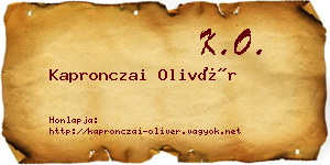 Kapronczai Olivér névjegykártya
